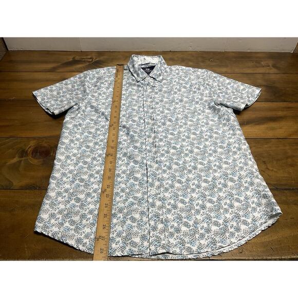 International Report Tropical Collection Blue Short Sleeve Button Up Shirt M - Picture 6 of 9